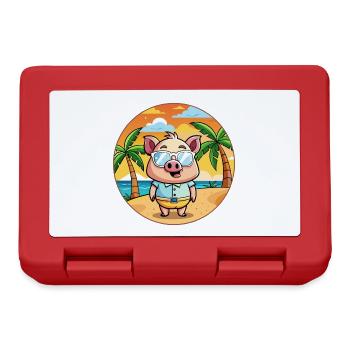 Cochon Drôle Dessin Animé Plage De Plage Lunettes - Boîte à goûter - rouge - Devant