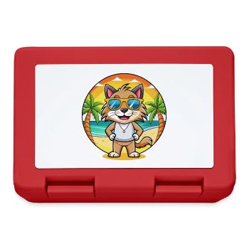 Lynx Lustige Cartoon Sommer Strand Sonnenbrille - Brotdose - Rot - Vorne