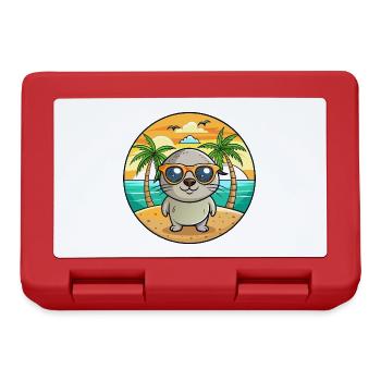Seal Lustige Cartoon Sommer Strand Sonnenbrille - Brotdose - Rot - Vorne