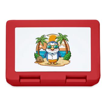 Pinguin Lustige Cartoon Sommer Strand Sonnenbrille - Brotdose - Rot - Vorne