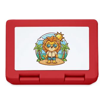 Lion Funny Cartoon Summer Beach Sunglasses - Lunchbox - red - Front