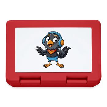 Crow Funny Cartoon Character Musique de casque - Boîte à goûter - rouge - Devant
