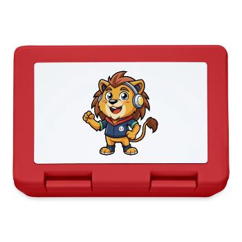 Lion Funny Cartoon Character Headphone Music - Lunchbox - red - Front