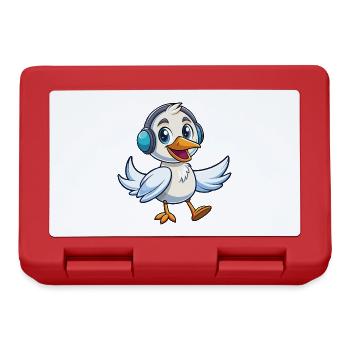 Swan Funny Cartoon Character Headphone Music - Lunchbox - red - Front