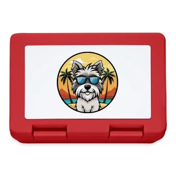 Skye Terrier Hunderasse Cartoon Sonnenbrille Strand - Brotdose - Rot - Vorne