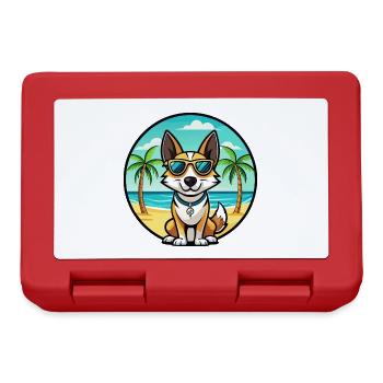 Spielzeug Foxterrier Hund Rasse Cartoon Sonnenbrille Strand - Brotdose - Rot - Vorne