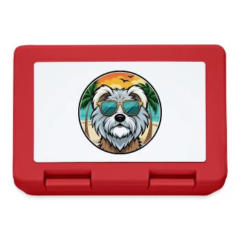 Tibet Terrier Hund Rasse Cartoon Sonnenbrille Strand - Brotdose - Rot - Vorne