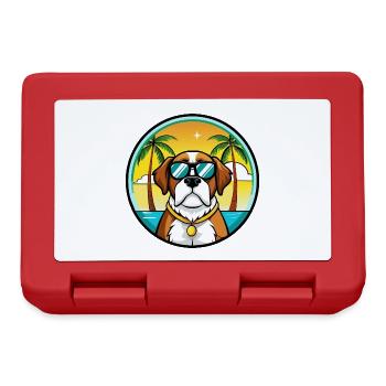 Bernhardiner Hunderasse Cartoon Sonnenbrille Strand - Brotdose - Rot - Vorne