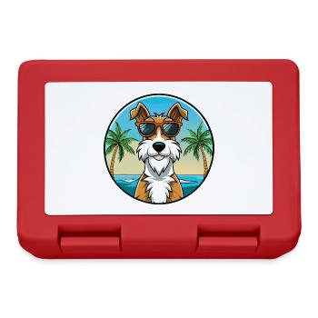 Draht Foxterrier Hunderasse Cartoon Sonnenbrille Strand - Brotdose - Rot - Vorne