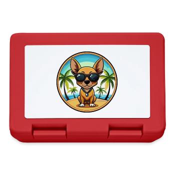 Russische Spielzeug Terrier Hund Rasse Cartoon Sonnenbrille - Brotdose - Rot - Vorne