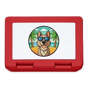 Schäferhund Rasse Cartoon Sonnenbrille Strand - Brotdose - Rot - Vorne