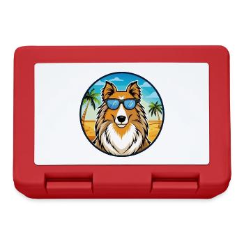 Rough Collie Chien Race Dessin Animé Lunettes De Soleil Plage - Boîte à goûter - rouge - Devant