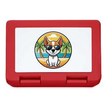 Rat Terrier Hund Rasse Cartoon Sonnenbrille Strand - Brotdose - Rot - Vorne