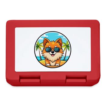 Pommerscher Deutscher Spitz Hunderasse Cartoon Beach - Brotdose - Rot - Vorne