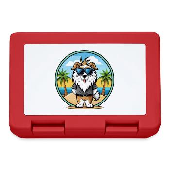 Picardie Schäferhund Rasse Cartoon Sonnenbrille Strand - Brotdose - Rot - Vorne