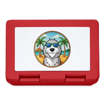 Polnische Schäferhundrasse Cartoon Sonnenbrille Strand - Brotdose - Rot - Vorne