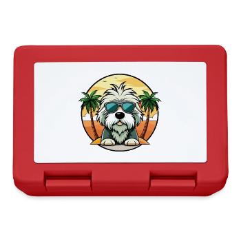 Vieux chien de berger anglais race dessin animé lunettes de soleil plage - Boîte à goûter - rouge - Devant
