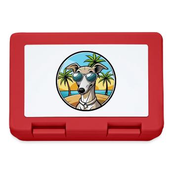Italienischer Windhund Hunderasse Cartoon Sonnenbrille Strand - Brotdose - Rot - Vorne