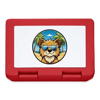 Lowchen Little Lion Dog Breed Cartoon Sunglasses - Lunchbox - red - Front