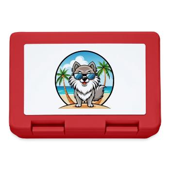 Keeshond Chien Race Dessin Animé Lunettes de Soleil Plage - Boîte à goûter - rouge - Devant