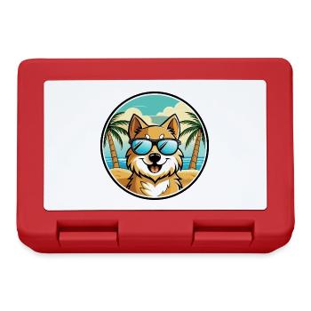 Deutscher Spitz Hund Rasse Cartoon Sonnenbrille Strand - Brotdose - Rot - Vorne