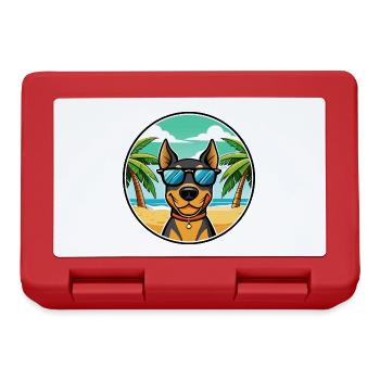 Deutscher Pinscher Hund Rasse Cartoon Sonnenbrille Strand - Brotdose - Rot - Vorne