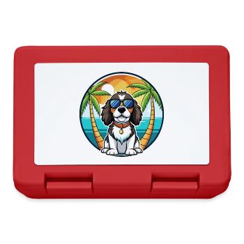English Springer Spaniel Hunderasse Cartoon Beach - Brotdose - Rot - Vorne