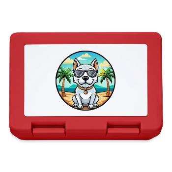 Dogue Argentino Chien Race Dessin Animé Lunettes De Soleil Plage - Boîte à goûter - rouge - Devant