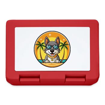 Tschechoslowakische Vlcak Hunderasse Cartoon Sonnenbrille - Brotdose - Rot - Vorne