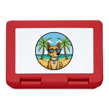 Kretischer Hund Hund Rasse Cartoon Sonnenbrille Strand - Brotdose - Rot - Vorne