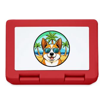 Corgi Hund Rasse Cartoon Sonnenbrille Strand - Brotdose - Rot - Vorne