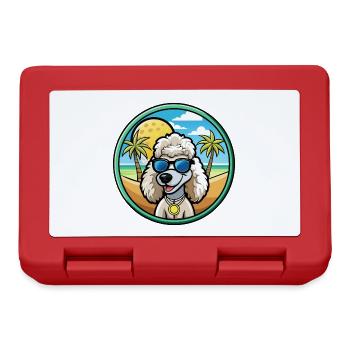 Corded Poodle Dog Breed Cartoon Sunglasses Beach - Lunchbox - red - Front