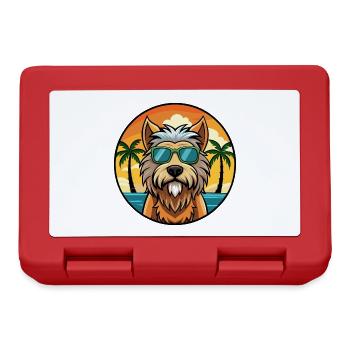 Briard Dog Breed Cartoon Sunglasses Beach - Lunchbox - red - Front