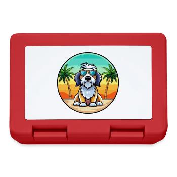 Basset Griffon Vendéen Hunderasse Cartoon Beach - Brotdose - Rot - Vorne