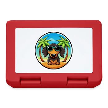 Lunettes de soleil de dessin animé de race de chien teckel à poil dur - Boîte à goûter - rouge - Devant