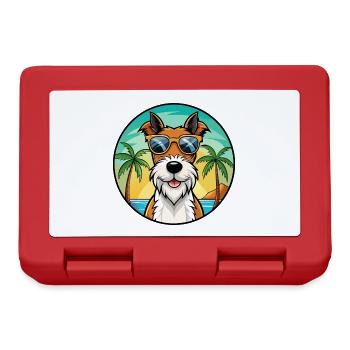 Draht Foxterrier Hunderasse Cartoon Sonnenbrille Strand - Brotdose - Rot - Vorne