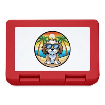 Tibetische Kyi Apso Hunderasse Cartoon Sonnenbrille Strand - Brotdose - Rot - Vorne