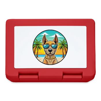 Thai Ridgeback Dog Breed Cartoon Sunglasses Beach - Lunchbox - red - Front
