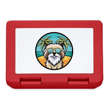Pyrenäen-Schäferhund-Rasse Cartoon-Sonnenbrille Strand - Brotdose - Rot - Vorne