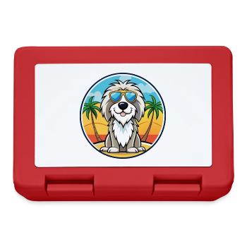 Picardie Schäferhund Rasse Cartoon Sonnenbrille Strand - Brotdose - Rot - Vorne