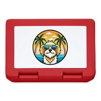 Lhasa Apso Hunderasse Cartoon Sonnenbrille Strand - Brotdose - Rot - Vorne