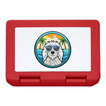 Komondor Hunderasse Cartoon Sonnenbrille Strand - Brotdose - Rot - Vorne