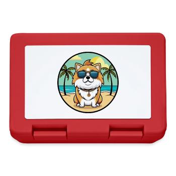 Japanese Chin Dog Breed Cartoon Sunglasses Beach - Lunchbox - red - Front