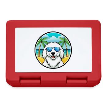 Große Pyrenäen Hunderasse Cartoon Sonnenbrille Strand - Brotdose - Rot - Vorne
