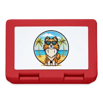 Berger anglais Chien Race Dessin Animé Lunettes De Soleil Plage - Boîte à goûter - rouge - Devant