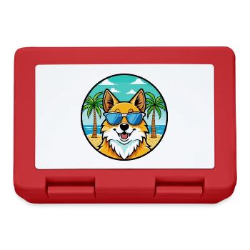 Deutscher Spitz Hund Rasse Cartoon Sonnenbrille Strand - Brotdose - Rot - Vorne
