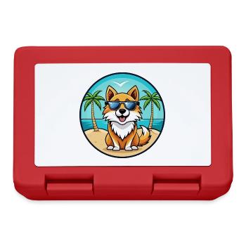 Isländischer Schäferhund Rasse Cartoon Sonnenbrille Strand - Brotdose - Rot - Vorne