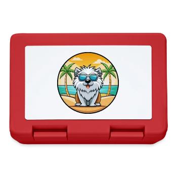 Himalaya Schäferhund Rasse Cartoon Sonnenbrille Strand - Brotdose - Rot - Vorne