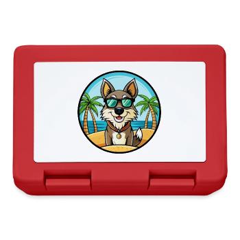 Georgischer Schäferhund Hunderasse Cartoon Sonnenbrille Strand - Brotdose - Rot - Vorne