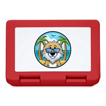 Friesische Wasserhundrasse Cartoon Sonnenbrille Strand - Brotdose - Rot - Vorne